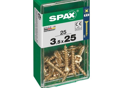 Pack De 5 Unidades - Caja 25 Unid. Tornillo Madera Spax Cabeza Plana Yellox 3,5x25mm Spax
