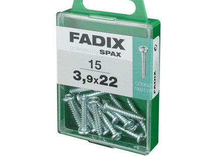 Pack De 5 Unidades - Caja M 15 Unid. Tornillo Rosca Chapa Cr Cinc 3,9x22mm Fadix