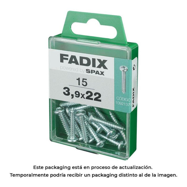 Pack De 5 Unidades - Caja M 15 Unid. Tornillo Rosca Chapa Cr Cinc 3,9x22mm Fadix