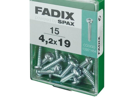 Pack De 5 Unidades - Caja M 15 Unid. Tornillo Rosca Chapa Cr Cinc 4,2x19mm Fadix
