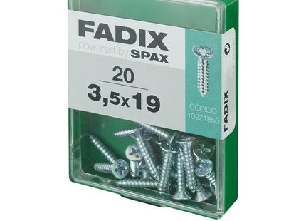 Pack De 5 Unidades - Caja M 20 Unid. Tornillo Rosca Chapa Cp Cinc 3,5x19mm Fadix