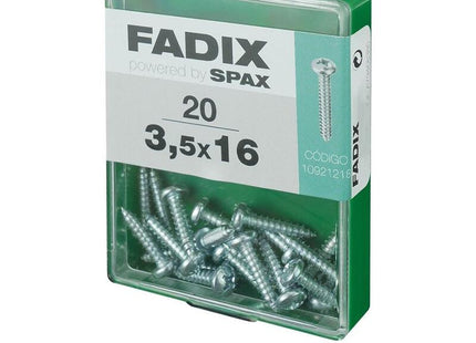 Pack De 5 Unidades - Caja M 20 Unid. Tornillo Rosca Chapa Cr Cinc 3,5x16mm Fadix