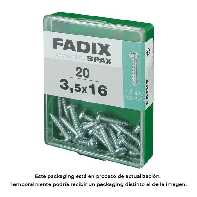 Pack De 5 Unidades - Caja M 20 Unid. Tornillo Rosca Chapa Cr Cinc 3,5x16mm Fadix