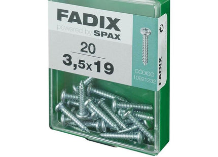 Pack De 5 Unidades - Caja M 20 Unid. Tornillo Rosca Chapa Cr Cinc 3,5x19mm Fadix