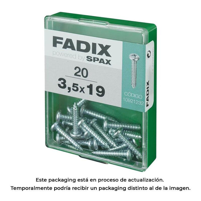 Pack De 5 Unidades - Caja M 20 Unid. Tornillo Rosca Chapa Cr Cinc 3,5x19mm Fadix