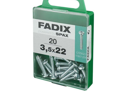 Pack De 5 Unidades - Caja M 20 Unid. Tornillo Rosca Chapa Cr Cinc 3,5x22mm Fadix