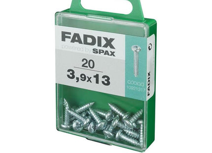 Pack De 5 Unidades - Caja M 20 Unid. Tornillo Rosca Chapa Cr Cinc 3,9x13mm Fadix