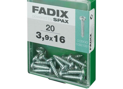 Pack De 5 Unidades - Caja M 20 Unid. Tornillo Rosca Chapa Cr Cinc 3,9x16mm Fadix