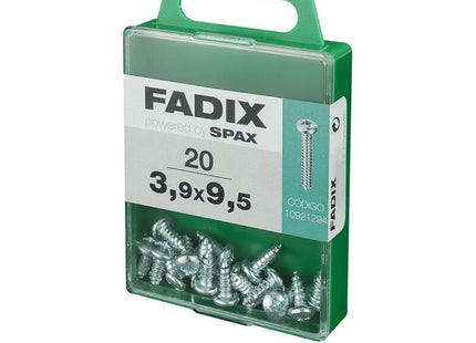 Pack De 5 Unidades - Caja M 20 Unid. Tornillo Rosca Chapa Cr Cinc 3,9x9,5mm Fadix