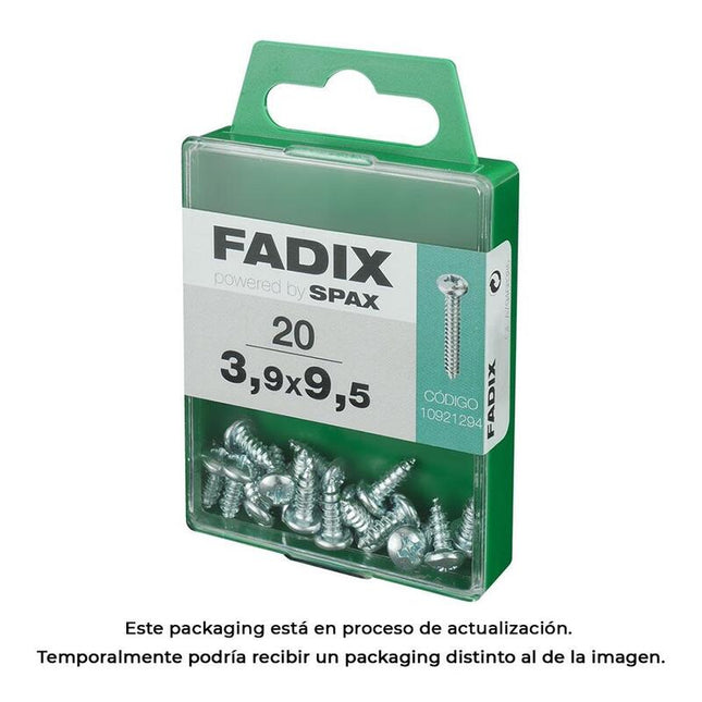 Pack De 5 Unidades - Caja M 20 Unid. Tornillo Rosca Chapa Cr Cinc 3,9x9,5mm Fadix