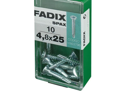 Pack De 5 Unidades - Caja S 10 Unid. Tornillo Rosca Chapa Cp Autot. Cinc 4,8x25mm Fadix