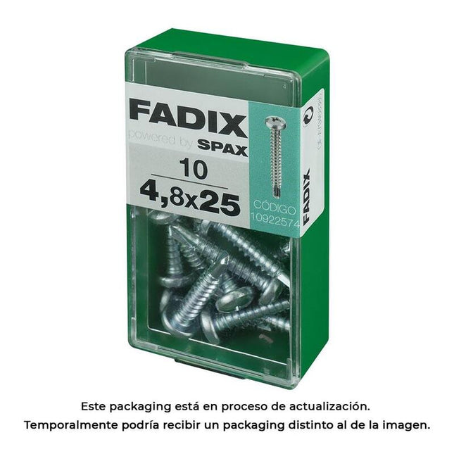 Pack De 5 Unidades - Caja S 10 Unid. Tornillo Rosca Chapa Cr Autot. 4,8x25mm Fadix