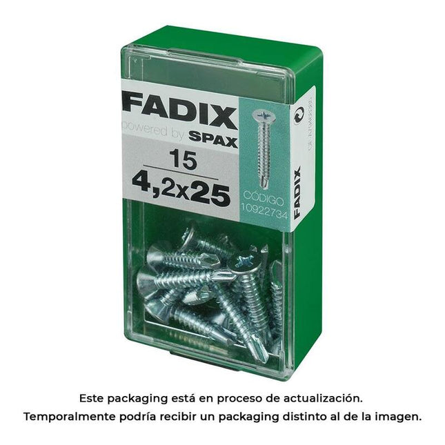 Pack De 5 Unidades - Caja S 15 Unid. Tornillo Rosca Chapa Cp Autot. Cinc 4,2x25mm Fadix