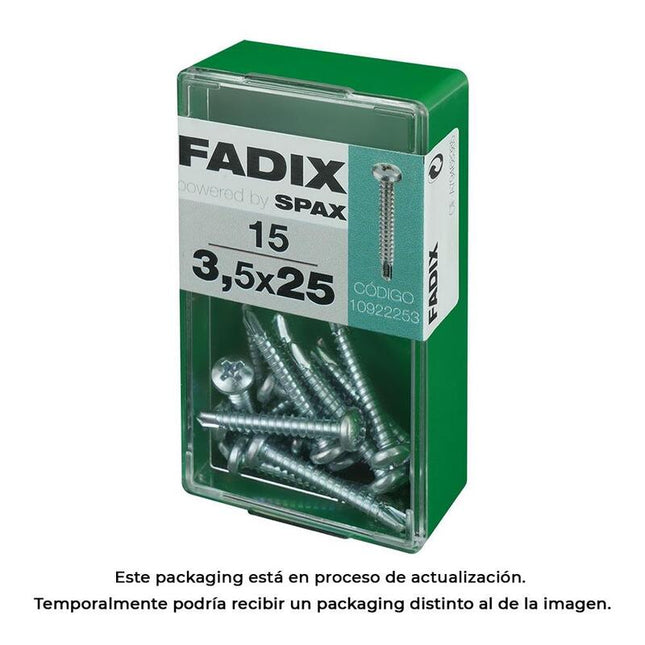 Pack De 5 Unidades - Caja S 15 Unid. Tornillo Rosca Chapa Cr Autot. 3,5x25mm Fadix