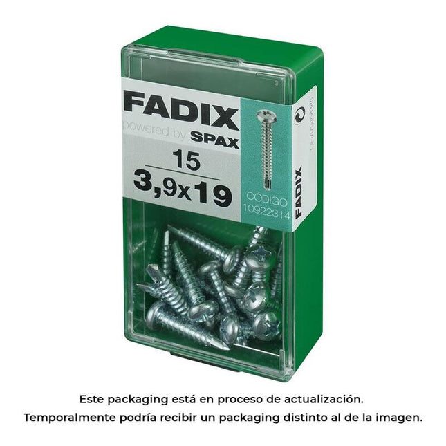 Pack De 5 Unidades - Caja S 15 Unid. Tornillo Rosca Chapa Cr Autot. 3,9x19mm Fadix
