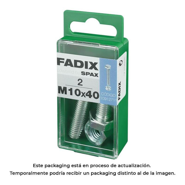 Pack De 5 Unidades - Caja S 2 Unid. Tornillo Metrica Cab Hex+Tuerca Cinc M 10x40mm Fadix