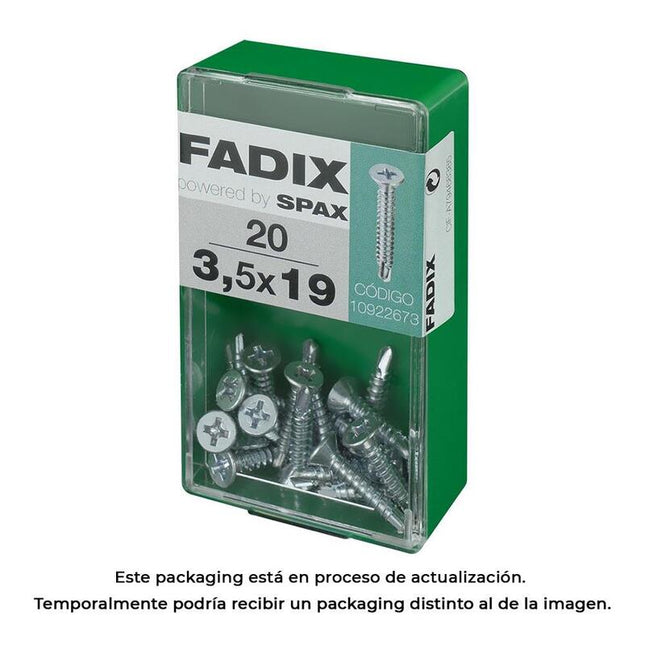 Pack De 5 Unidades - Caja S 20 Unid. Tornillo Rosca Chapa Cp Autot. Cinc 3,5x19mm Fadix