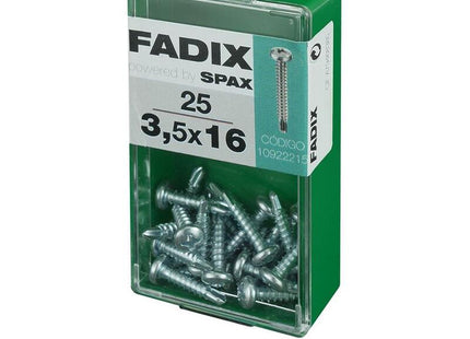 Pack De 5 Unidades - Caja S 25 Unid. Tornillo Rosca Chapa Cr Autot. 3,5x16mm Fadix