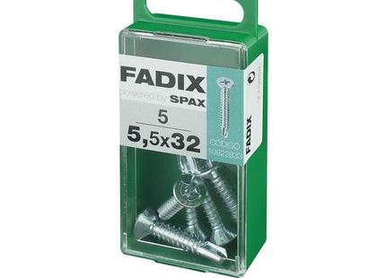 Pack De 5 Unidades - Caja S 5 Unid. Tornillo Rosca Chapa Cp Autot. Cinc 5,5x32mm Fadix