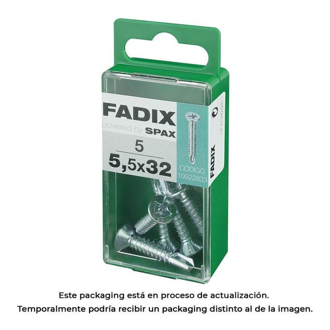 Pack De 5 Unidades - Caja S 5 Unid. Tornillo Rosca Chapa Cp Autot. Cinc 5,5x32mm Fadix