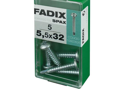 Pack De 5 Unidades - Caja S 5 Unid. Tornillo Rosca Chapa Cr Autot. 5,5x32mm Fadix