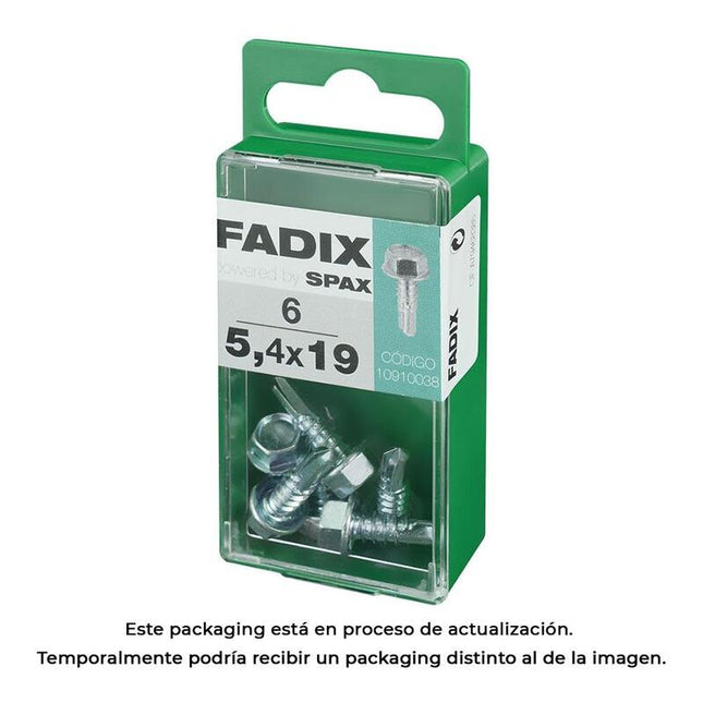 Pack De 5 Unidades - Caja S 6 Unid. Tornillo Rosca Chapa Hexagonal Autot. 5,4x19mm Fadix