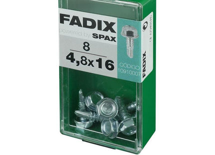 Pack De 5 Unidades - Caja S 8 Unid. Tornillo Rosca Chapa Hexagonal Autot. 4,8x16mm Fadix