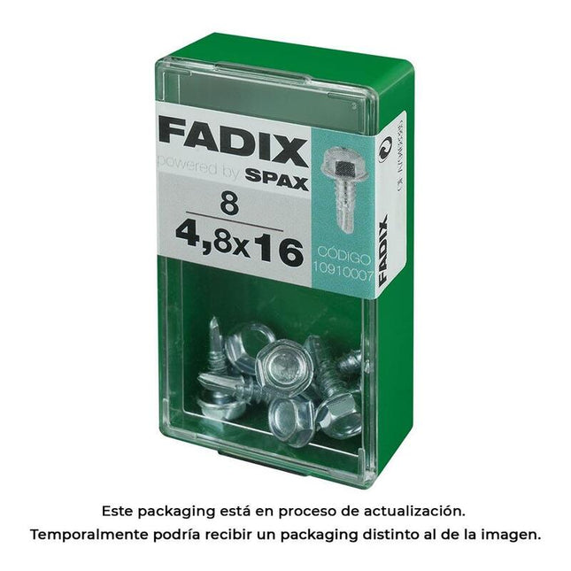 Pack De 5 Unidades - Caja S 8 Unid. Tornillo Rosca Chapa Hexagonal Autot. 4,8x16mm Fadix