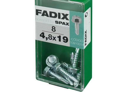 Pack De 5 Unidades - Caja S 8 Unid. Tornillo Rosca Chapa Hexagonal Autot. 4,8x19mm Fadix