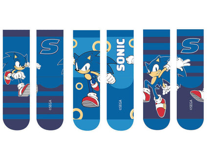 Pack De 6 Unidades - Set 3 Calcetines Sonic The Hedgehog Infantil Surtido