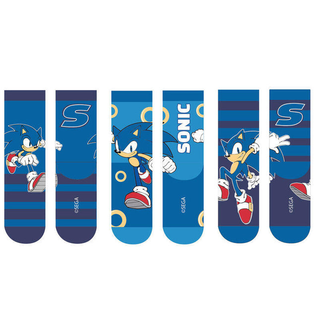 Pack De 6 Unidades - Set 3 Calcetines Sonic The Hedgehog Infantil Surtido