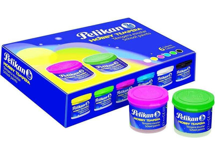 Pelikan Set De 6 Tempera - Bote 40ml - Con Pincel - Botes De 40 Ml - 6 Colores + 1 Pincel - Pigmentos Seleccionados -