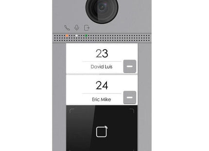Placa De Calle Videoportero Cámara 2mp 2 Botones (2 Apartamentos) Tarjeta Mf Superficie Ik08 Aluminio Hikvision