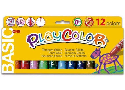 Playcolor Témperas Sólidas Basic One Barra Estuche De 12 C/Surtidos