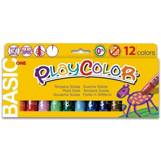 Playcolor Témperas Sólidas Basic One Barra Estuche De 12 C/Surtidos