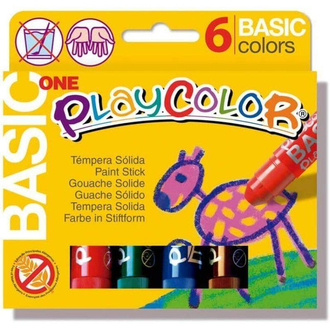 Playcolor Témperas Sólidas Basic One Barra Estuche De 6 C/Surtidos