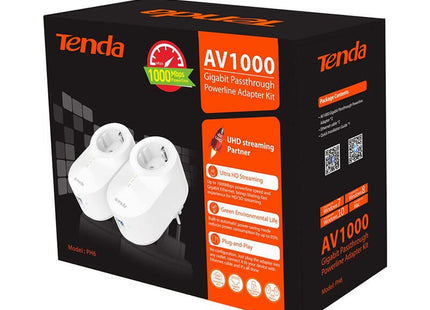 Plc/Powerline Tenda Ph6 Kit 1000mbps 1*Lan Gigabit Botón Pair/Reset Toma Schuko Plug And Play Pack 2 Uds