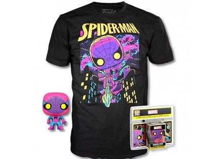 Pop & Tee Marvel Spiderman Black Light Funko + Camiseta Talla L