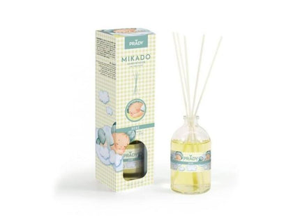 Prady Ambientador Mikado Bebe - Frasco De Cristal 100 Ml Y Varitas Difusoras