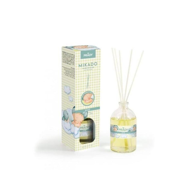 Prady Ambientador Mikado Bebe - Frasco De Cristal 100 Ml Y Varitas Difusoras