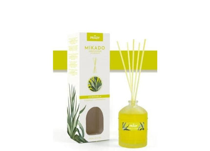 Prady Ambientador Mikado Citronela - Frasco De Cristal 100 Ml Y Varitas Difusoras