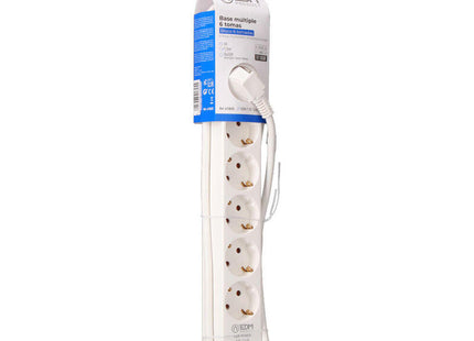 Prolongador Con 6 Tomas 2 P+T Schuko, Con Interruptor, 2 Usb A + C, 16 A 250 V, Cable H05vv-F, 3g1,5mm² De 1,5 M, Blanco