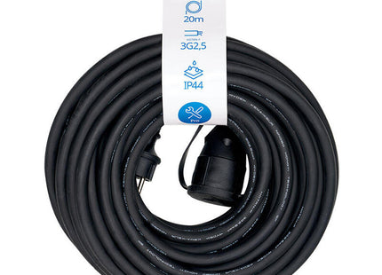 Prolongador Profesional 20 M Ip44 H07rn-F 3 G 2,5 Mm², 1 Toma Con Tapa, 16 A 250 V~, Negro