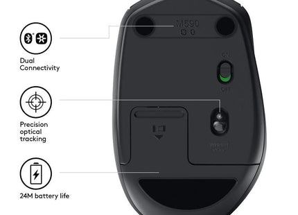 Ratón Inalámbrico Silencioso Logitech M590 Grafito Bt 910-005197