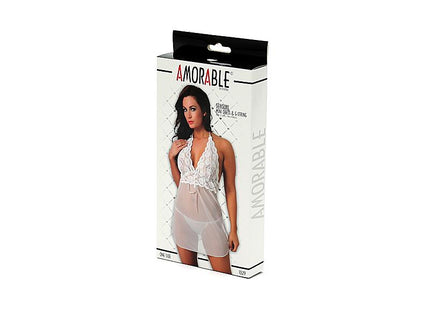 Rimba Amorable Mini Vestido Y Tanga Color Blanco Talla Única