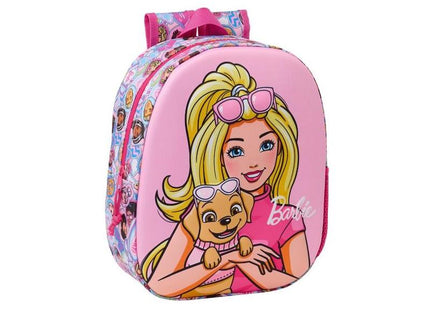 Safta Barbie Mochila 3d - Asa De Mano - Portabotellas Lateral - 27x33x10cm - Rosa