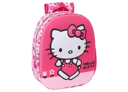 Safta Hello Kitty Mochila 3d - Asa De Mano - Portabotellas Lateral - 27x33x10cm - Rosa