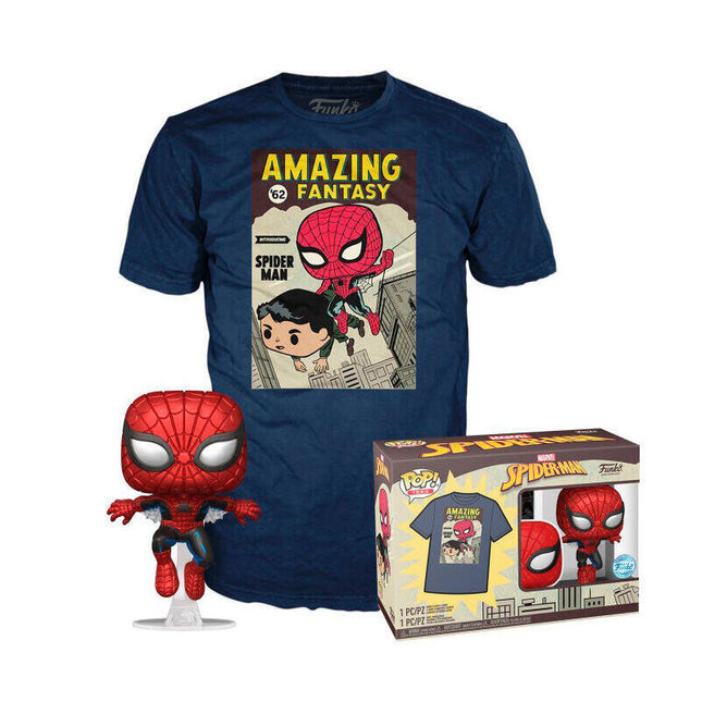 Set Figura Pop &#38; Tee Marvel Spiderman Comic Cover Talla M