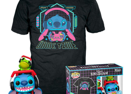 Set Figura Pop & Tee Disney Stitch Gamer Stitch With Frog Talla M
