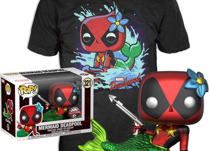 Set Figura Pop & Tee Marvel Deadpool Mermaid Exclusive Talla S